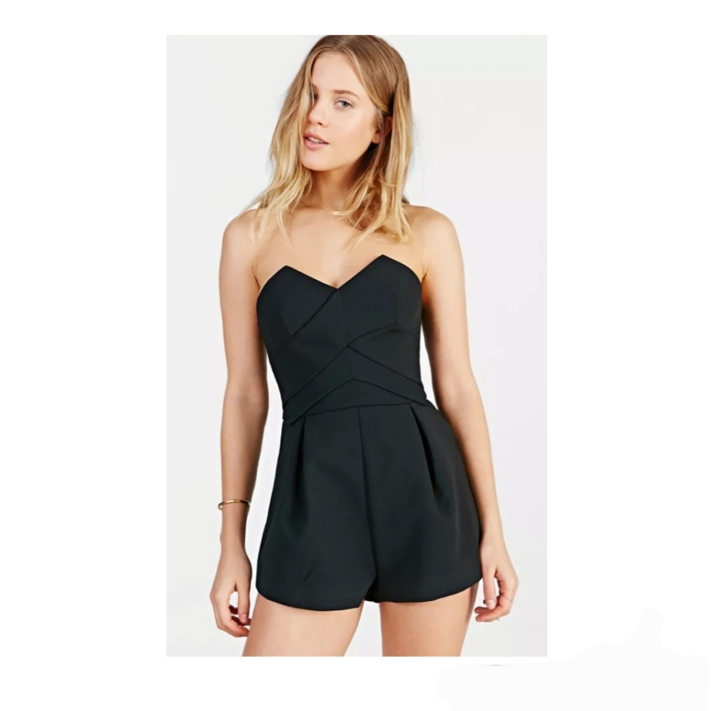 Urban Outfitters Keepsake Black Strapless Romper One Piece Small
